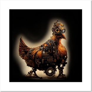 Robotic Steampunk Chicken Posters and Art